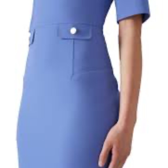 LK Bennett Diana Short Sleeve Midi Crepe Sheath Dress in Wedgewood Size 6 nwt - Picture 4 of 10